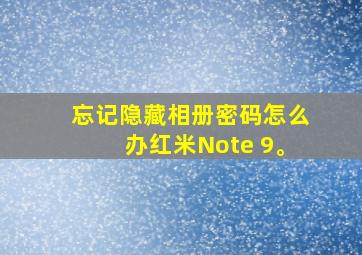 忘记隐藏相册密码怎么办红米Note 9。